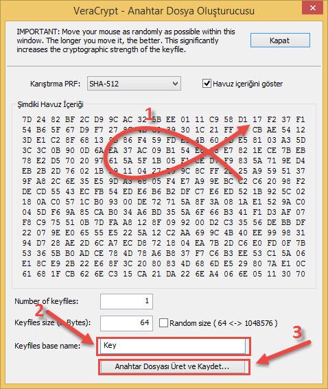 Veracrypt Sifre dosyasi olustur