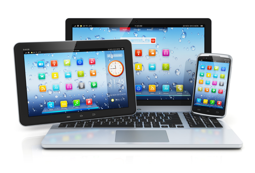 Laptop, Smartphone und Tablet